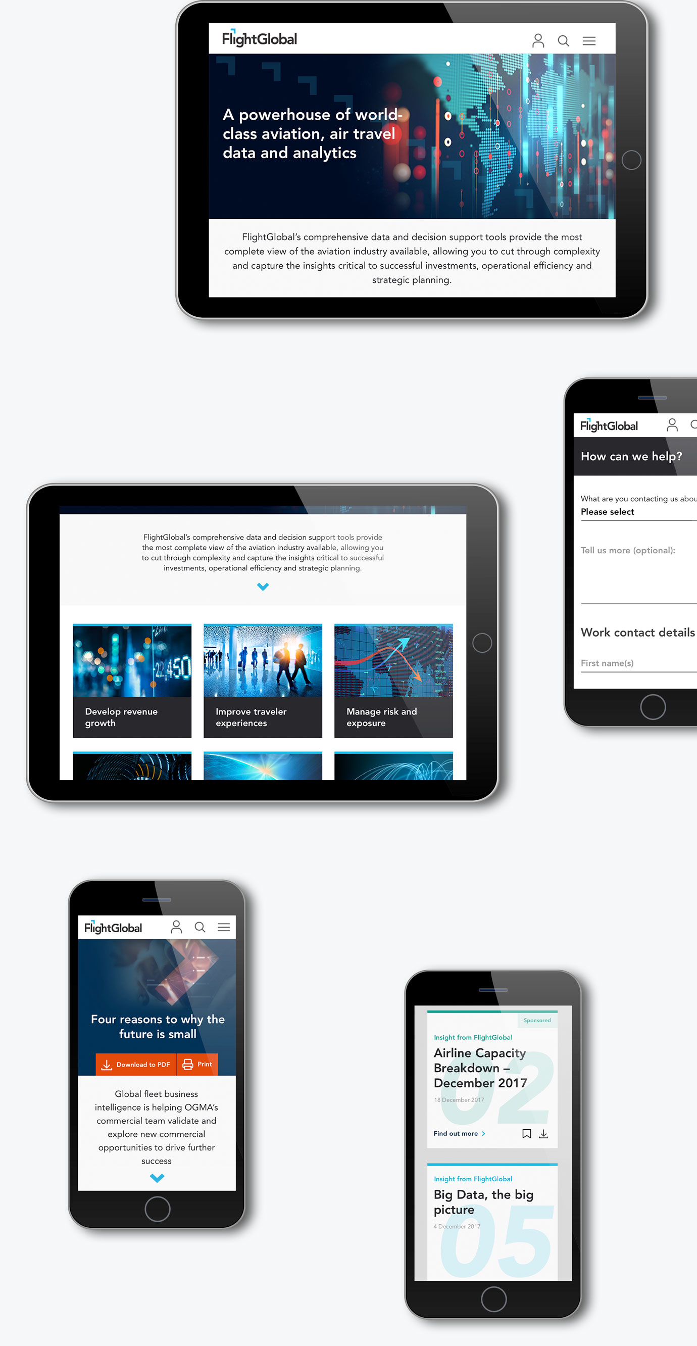 FlightGlobal website tablet and mobile view